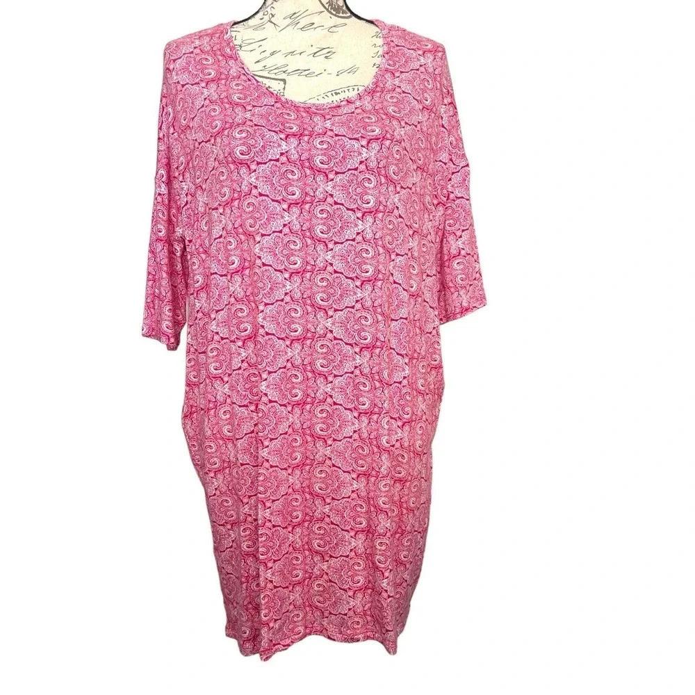 Agnes & Dora Printed Short Sleeve Swing Tunic Dress Size Large